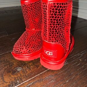 UGG Vibrant Red Heart Pattern Boots